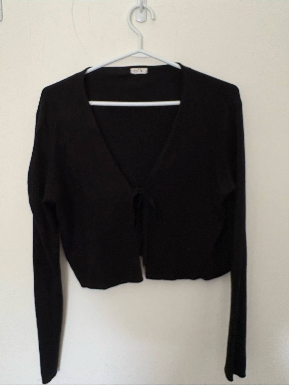 Garage Black V-Neck Tie-Front Cropped Sweater